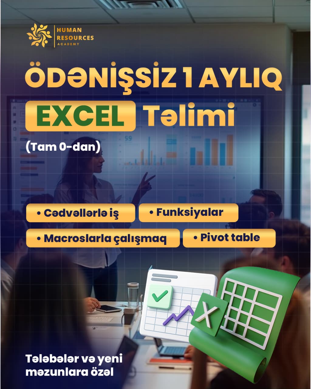 1 AYLIQ ÖDƏNİŞSİZ EXCEL TƏLİMİ! təlimi